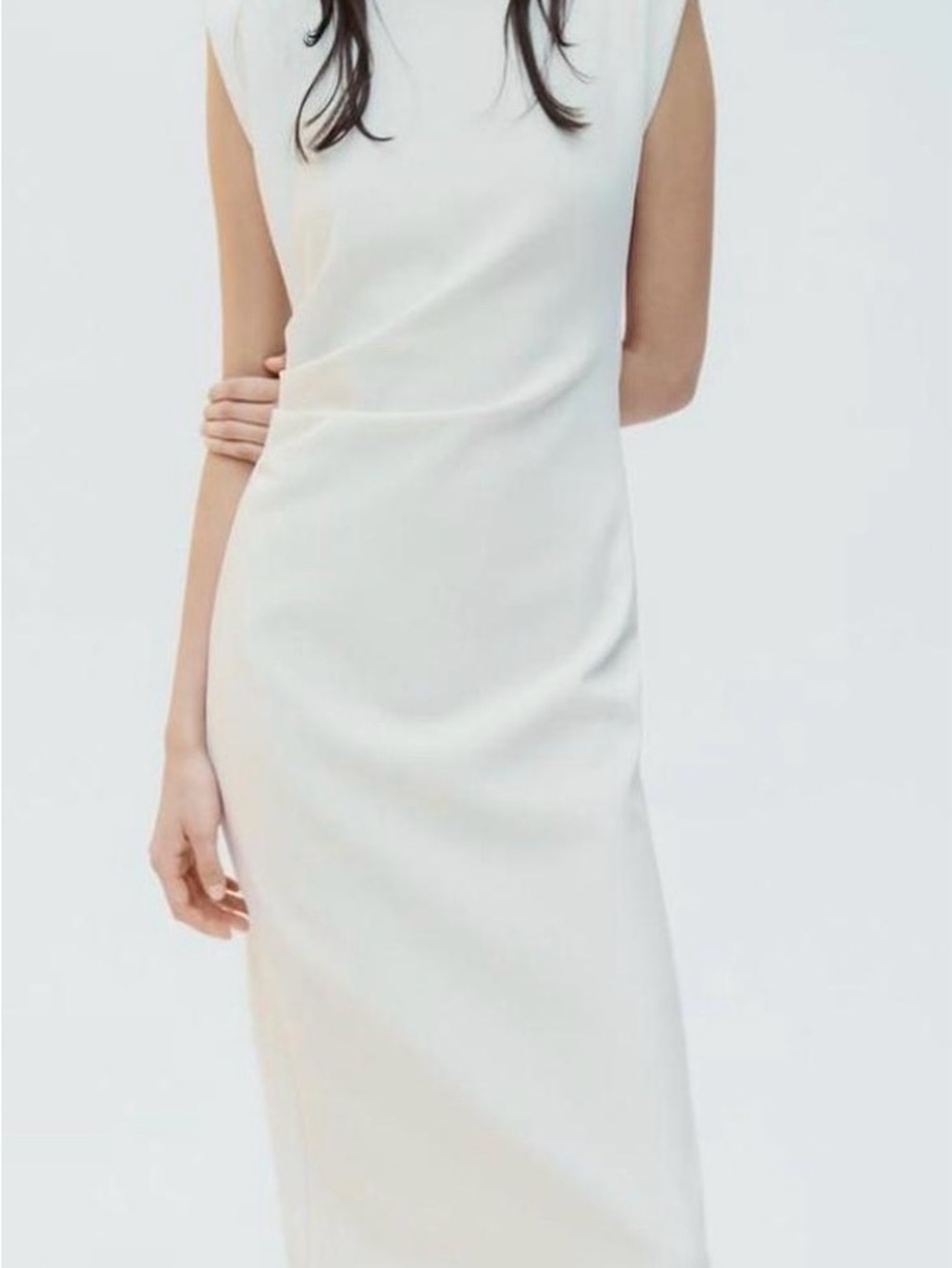 Zara Elegant Sleeveless White Midi Dress